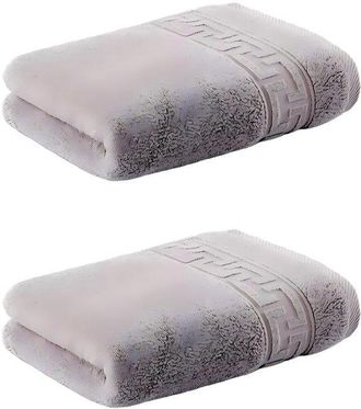 OEM Toallas - Juego De 2 - Algod&oacute;n Puro Hilado En Anillo - S&uacute;per Suaves Y Absorbentes - 34 X 75 Cm - Gris