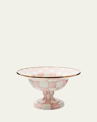 MacKenzie-Childs Rosy Check Enamel Compote Bowl, Large