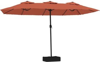 vidaXL Sombrilla Doble De Jard&iacute;n Con Luces Led Terracota 449x265 Cm Vidaxl