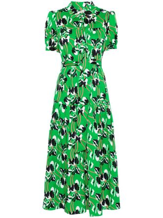Diane Von Fürstenberg Jonah midi dress - women - Cotton - 4 - Green