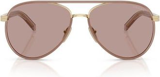 Prada 59mm Pilot Sunglasses in Pale Gold/Light Purple Brown at Nordstrom