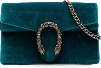 Gucci Womens Pre-owned Mini Velvet Dionysus Crossbody - Teal Textile - One Size