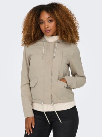 Only Parka ONLY ONLSKYLAR HOOD SPRING JACKET CC OTW, Damen, Gr. S, wei&szlig; pepper, Web, Obermaterial: 92% Polyester, 8% Nylon, unifarben, regular fit, Jacken 