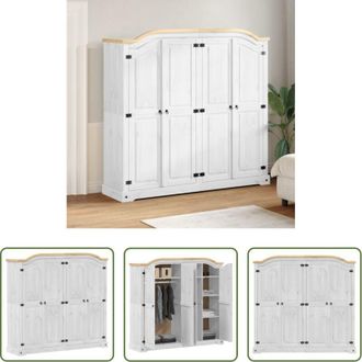 vidaXL Armadio per camera da letto - Armadio Corona Bianco 194x52x186 cm in Legno Massello di Pino