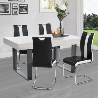 IDMarket Idmarket - Juego De 4 Sillas De Comedor Pia En Blanco Y Negro
