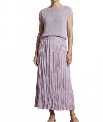 Lafayette 148 New York Sleeveless Knit Top With Matching Crinkle Midi Skirt In Lavender Tint