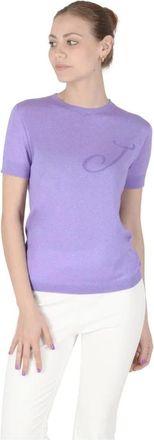 Dee Ocleppo Tops, Dames, Paars, L, Crown of Edinburgh Cashmere Trui met Korte Mouwen