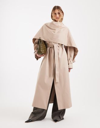 Asos Trench color pietra con dettaglio foulard-Neutro