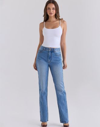 House of CB The classic - Jeans bootcut slim a vita medio alta lavaggio chiaro-Blu