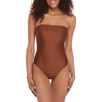 Steve Madden Open Back One-Piece Swimsuit in Oak Brown at Nordstrom, Size X-Large