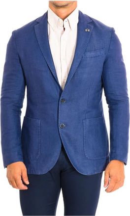 La Martina Long Sleeve Blazer - Heren - Blazers - Blauw - M - Katoen - Jassen