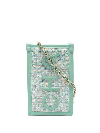 Chanel 2019 tweed chain cross-body bag - women - Vinyl/Fabric - One Size - Green