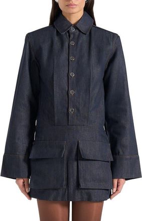 Mani&egrave;re De Voir Laure Cargo Shirt Mini Dress in Indigo at Nordstrom, Size 10