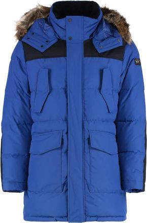 Paul & Shark Gewatteerde gewatteerde donsjack met bont - Heren - Parka Jassen - Blauw - XL - Polyester - Jassen