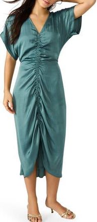 Steve Madden Aimee Ruched Front Midi Dress in Dusty Teal at Nordstrom Rack, Size X-Small