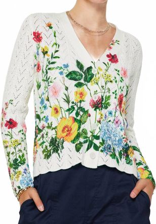 Current Air Floral Print Scalloped Cardigan In Multi