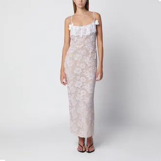 Alessandra Rich Abito sottoveste color lavanda in pizzo
