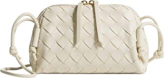 Bottega Veneta White Intrecciato Concert Mini Crossbody Bag