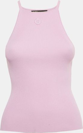 Maje Parma Violet Logo Embroidered Rib Knit Tank Top