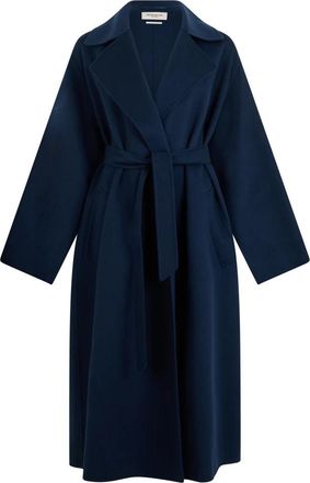 Max Mara Operoso Long Coat - Dames - Trenchcoats - Blauw - S - Wol - Jassen