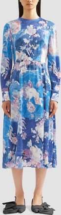 Erdem Long Sleeve Midi Dress In Blue