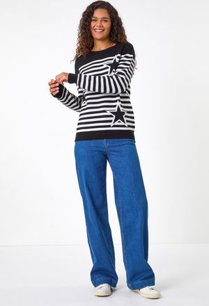 Roman Star Stripe Crew Neck Knit Jumper