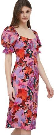 Paul Smith Jurk met ballonmouwen en bloemenprint - Dames - Casual kleedjes - Roze - XS - Polyester - Kleedjes