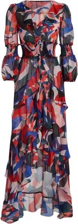 PatBo Patbo, Kleedjes, Dames, Veelkleurig, M, Polyester, Kleurrijke Print Maxi Jurk