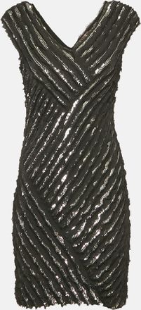 Roberto Cavalli Black Silk Sequin Mini Dress