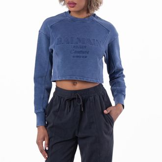 Balmain Couture Logo Embroidered Cotton Sweatshirt, Size X-Small