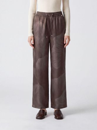 Herno Pantaloni a gamba dritta in seta con stampa floreale e coulisse