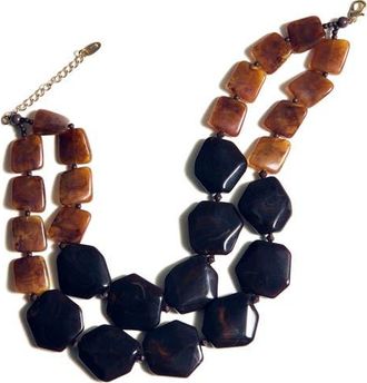 Mango Layered Stone Necklace in Brown at Nordstrom