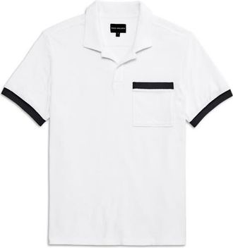 Mack Weldon Johnny Collar Terry Cloth Pocket Polo in Bright White at Nordstrom, Size Xx-Large