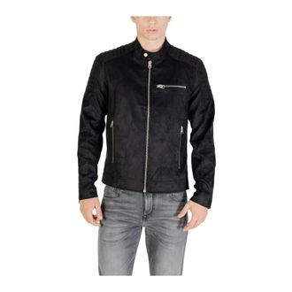 Only & Sons Only & Sons, Jassen, Heren, Zwart, S, Leer, Mandarijnkraag Blazer van Kunstleer