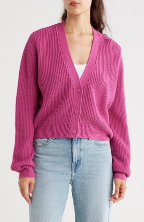 Melrose and Market Button-Up Cropped Knit Cardigan in Pink Haze at Nordstrom Rack, Size X-Small