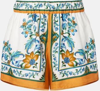 Farm Rio Shorts Flora Tile en mezcla de lino floral