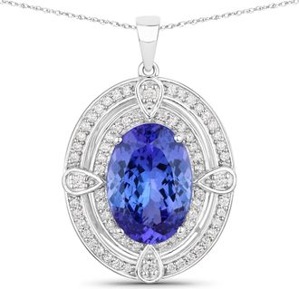 Diana M. Jewels Tanzanite ( AAA ) Oval 13.40x9.40mm ( Height: 6.10mm ) - 1Pc + White Diamond F/C Round 1.50mm ( I1-I2/I color ) - 4Pcs + White Diamond F/C Round 1.10m