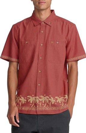 Rvca Talum Short Sleeve Button-Up Shirt in Dusty Red at Nordstrom, Size Xx-Large