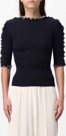 Fabiana Filippi Maglia girocollo in misto lana e cotone con maniche corte e profili a contrasto