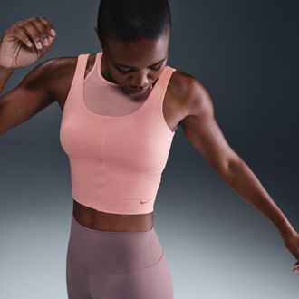 Nike Womens One Fitted Dri-FIT Cropped Tank Top in Pink | HV3653-685
