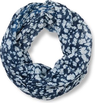 Tom Tailor Loop TOM TAILOR, Damen, blau ginkgo minimal, Web, Kunstfaser, gemustert, Modet&uuml;cher Loop, mit Muster