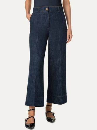 Akris Womens Chiara Wide Leg Jeans In Med Blue Denim