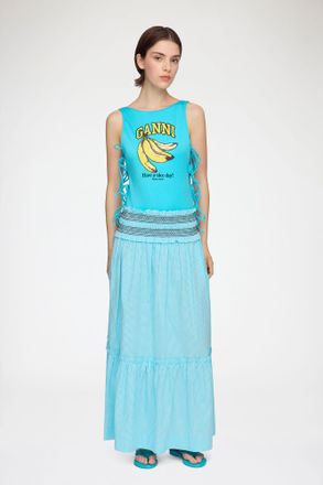 Ganni Blue Skirt in Check - Size 32 Organic Cotton