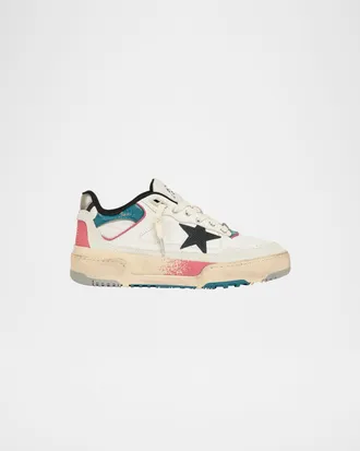 Golden Goose Mens Forty2 Leather and Suede Low-Top Sneakers