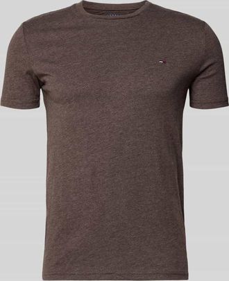 Tommy Jeans Regular Fit T-Shirt aus Baumwoll-Mix in Dunkelbraun Melange, Größe XXL