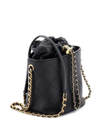 Chanel CC Drawstring Crossbody Bag Stitched Calfskin Medium bucket bag - Nero