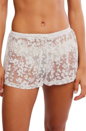 Free People Early Sunsets Lace Pajama Shorts in Ivory at Nordstrom, Size X-Small