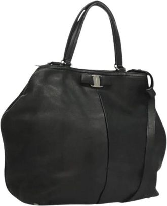 Ferragamo Tweedehands leren handtassen - Dames - Vintage Handtas - Zwart - ONE Size - Leer - Vintage