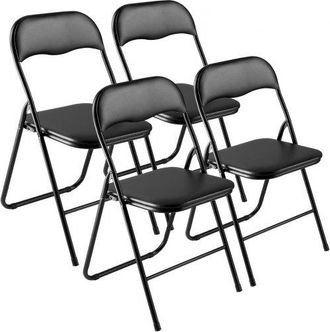 OEM 4 Pcs Sillas Plegables, Sillas Plegables Apilables Port&aacute;tiles De Cuero Con Estructura De Metal Resistente Y Coj&iacute;n Acolchado, Carga De 158 Kg Para El H