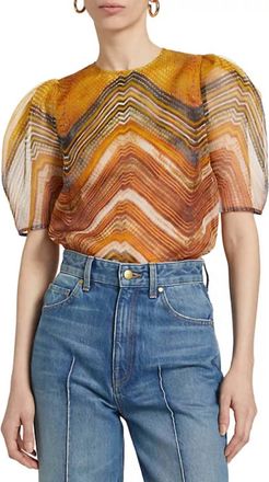 Ulla Johnson Lana Silk Chiffon Top In Golden Palm